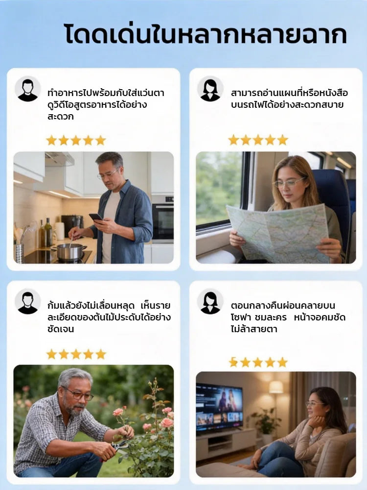 【นักออกแบบร่วมสร้างสรรค์】แว่นสายตายาวอัจฉริยะปรับโฟกัสเปลี่ยนสี