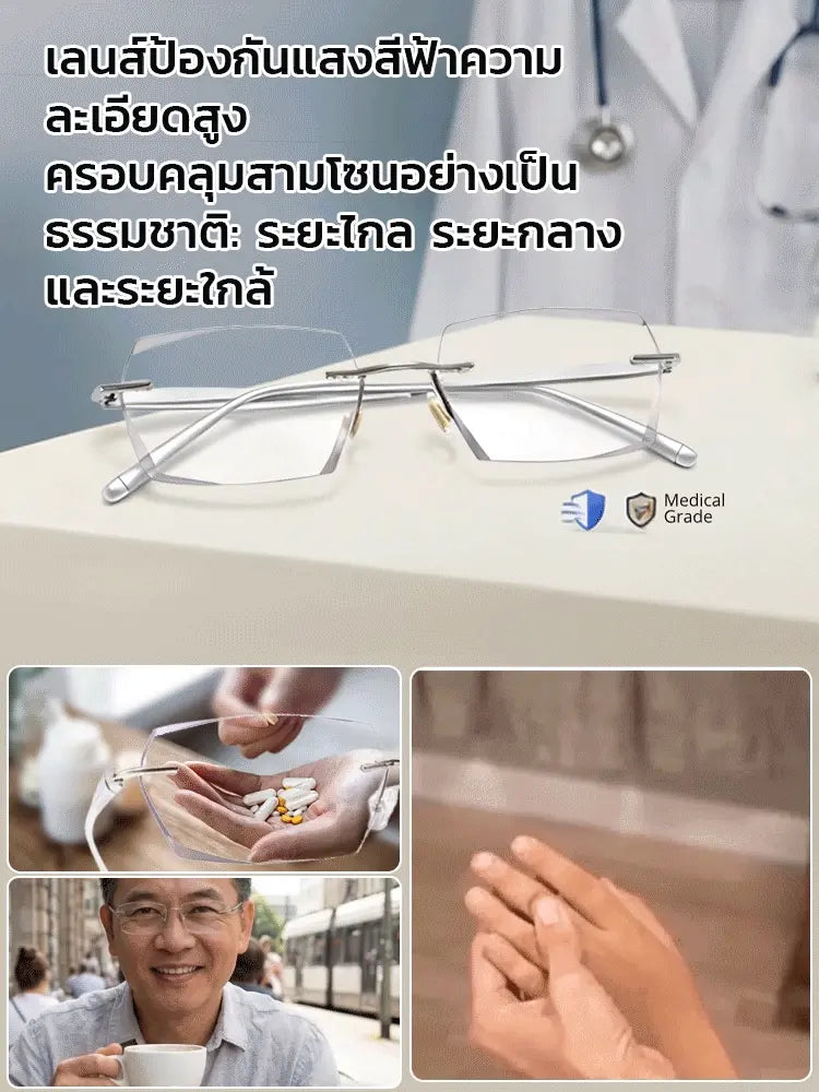 【นักออกแบบร่วมสร้างสรรค์】แว่นสายตายาวอัจฉริยะปรับโฟกัสเปลี่ยนสี